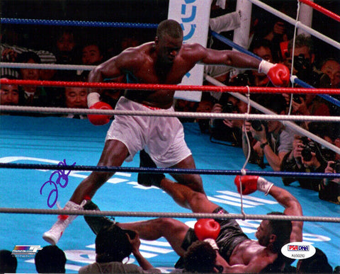 JAMES "BUSTER" DOUGLAS AUTOGRAPHED 8X10 PHOTO VS. TYSON IN BLUE PSA/DNA 105964