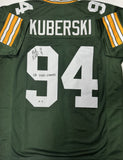 BOB KUBERSKI Signed Replica Green Packers Jersey w/ "SB XXXI Champs" - BAS
