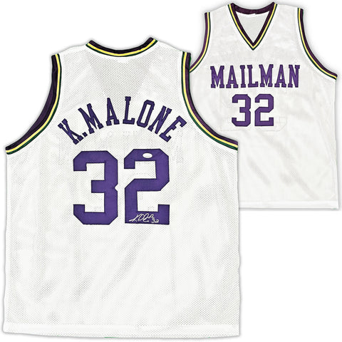 UTAH JAZZ KARL MALONE AUTOGRAPHED SIGNED WHITE JERSEY JSA STOCK #215758
