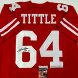 Autographed/Signed YA Y.A. Tittle HOF 71 #64 San Francisco Red Jersey JSA COA