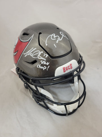 TOM BRADY & MIKE EVANS "SB CHAMPS" SIGNED TAMPA BAY BUCCANEERS SPEEDFLEX HELMET