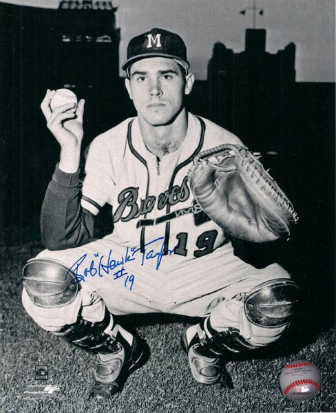 1957 Milw Braves BOB HAWK TAYLOR Signed 8x10 #1 Photo AUTO