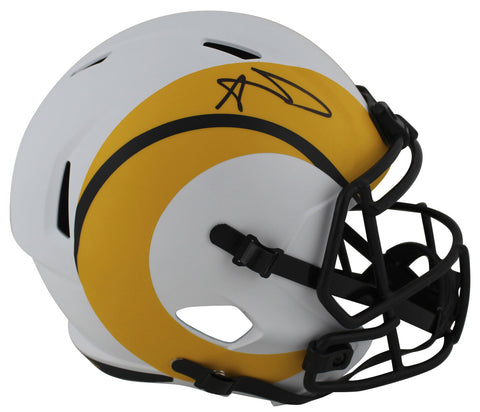 Rams Aaron Donald Authentic Signed Lunar Full Size Speed Rep Helmet BAS Witness