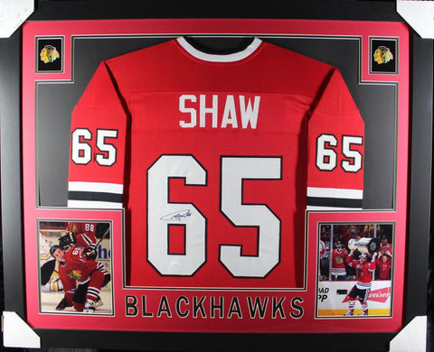 ANDREW SHAW (Blackhawks red SKYLINE) Signed Autographed Framed Jersey JSA