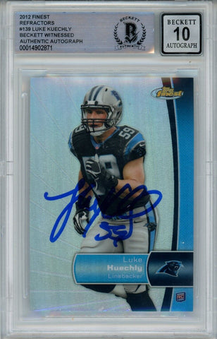 Luke Kuechly Signed Panthers 2012 Finest Refractor #139 Beckett Auto 10 40696
