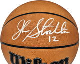 JOHN STOCKTON AUTOGRAPHED GAME BALL LEATHER BASKETBALL JAZZ BECKETT 224368