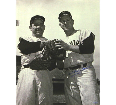 Whitey Ford Signed New York Yankees Unframed Black & White 16x20 Photo w/Yogi Be