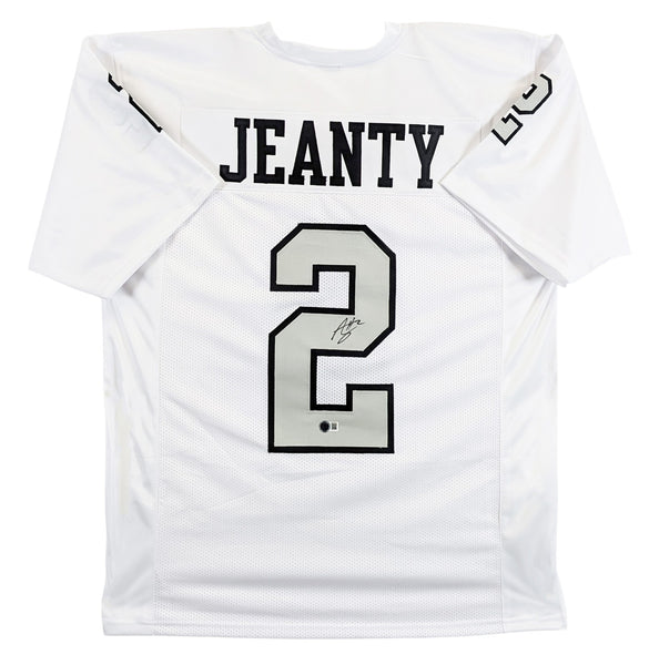Ashton Jeanty Authentic Signed White Color Rush Pro Style Jersey BAS Witnessed