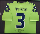 SEAHAWKS RUSSELL WILSON AUTOGRAPHED ACTION GREEN NIKE FRAMED JERSEY RW 185764