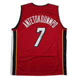 Autographed/Signed Giannis Antetokounmpo #7 Miami Heat Red Jersey JSA COA