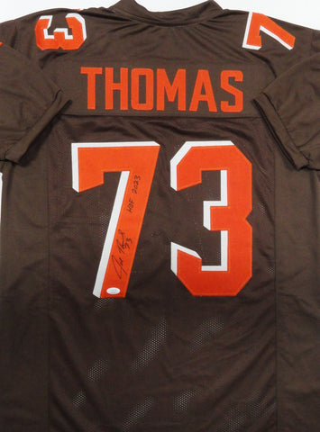 Browns JOE THOMAS Signed Custom Replica Brown/Orange Jersey AUTO w/ HOF 2023 JSA
