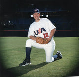 Doug Mientkiewicz Signed Team USA Jersey Inscribed "2000 Olympic Gold" (Beckett)