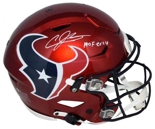 ANDRE JOHNSON SIGNED HOUSTON TEXANS RED AUTHENTIC SPEEDFLEX HELMET W/ HOF 2024