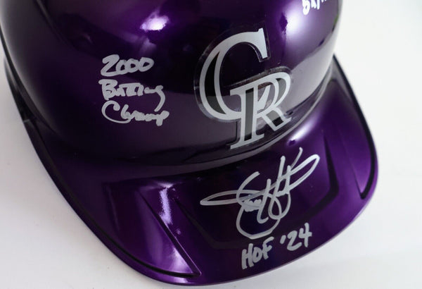 Todd Helton Signed Rockies Helmet 3 Inscriptions - Tri-Star COA