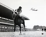 Ron Turcotte Signed 16x20 Secretariat Belmont Stakes Black & White Photo BAS