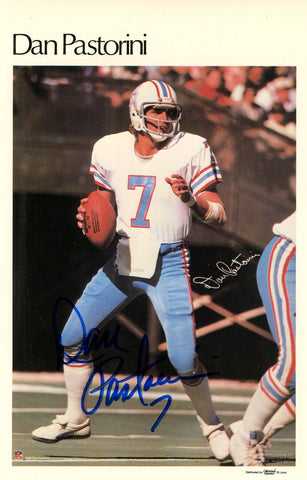 Dan Pastorini Autographed Houston Oilers Mini Poster 42/50 Beckett 46166