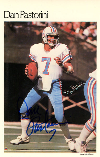 Dan Pastorini Autographed Houston Oilers Mini Poster 42/50 Beckett 46166