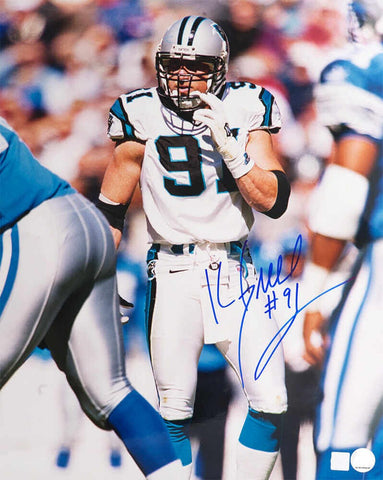 Kevin Greene Signed Panthers White Jersey Close Up 16x20 Photo - (SCHWARTZ COA)