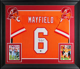 Baker Mayfield Signed Orange Throwback Pro Style Framed Jersey BAS Witnessed