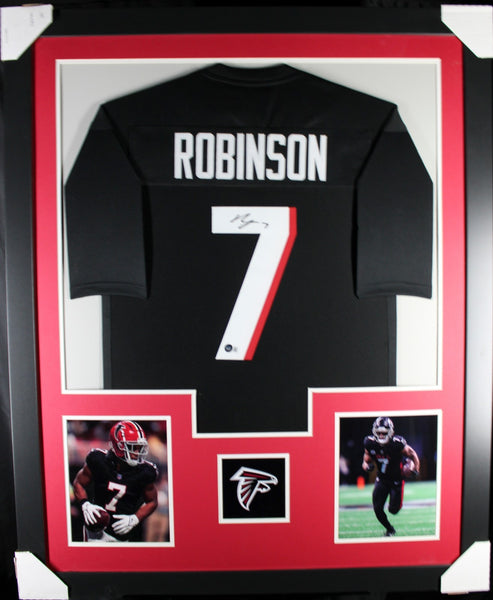 BIJAN ROBINSON (Falcons black TOWER) Signed Autograph Framed Jersey Beckett