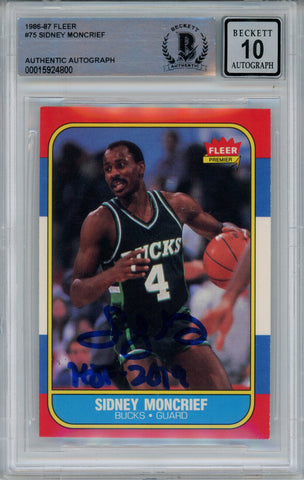 Sidney Moncrief Signed 1986-87 Fleer #75 Rookie Card Beckett 10 Slab 42949