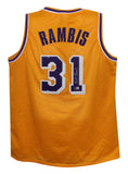 Kurt Rambis Autographed/Signed Pro Style Yellow XL Jersey Beckett 38708
