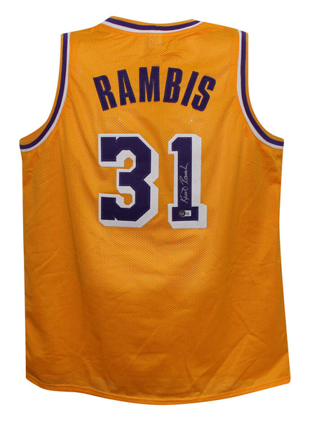Kurt Rambis Autographed/Signed Pro Style Yellow XL Jersey Beckett 38708