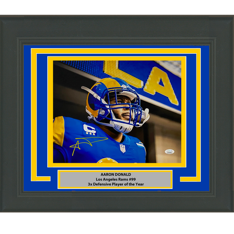 Framed Autographed/Signed Aaron Donald Los Angeles LA Rams 11x14 Photo JSA COA