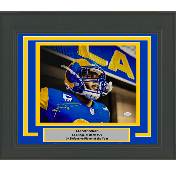 Framed Autographed/Signed Aaron Donald Los Angeles LA Rams 11x14 Photo JSA COA