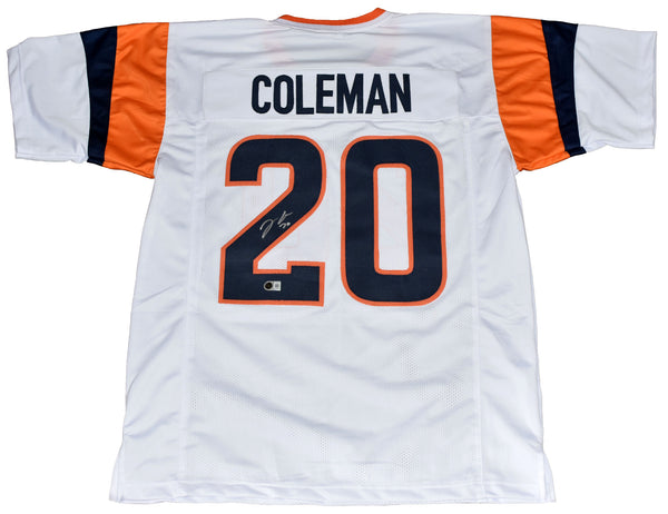 JONAH COLEMAN AUTOGRAPHED DENVER BRONCOS #20 WHITE JERSEY BECKETT