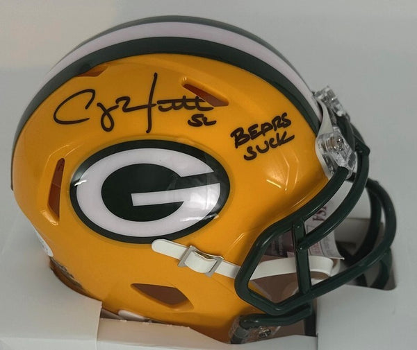 Packers CLAY MATTHEWS Signed Riddell Speed Mini Helmet AUTO w/ BEARS SUCK - JSA