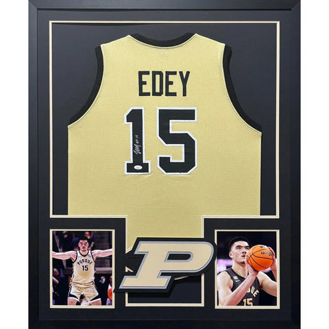 Zach Edey Autographed Signed Framed Purdue Yellow Jersey JSA