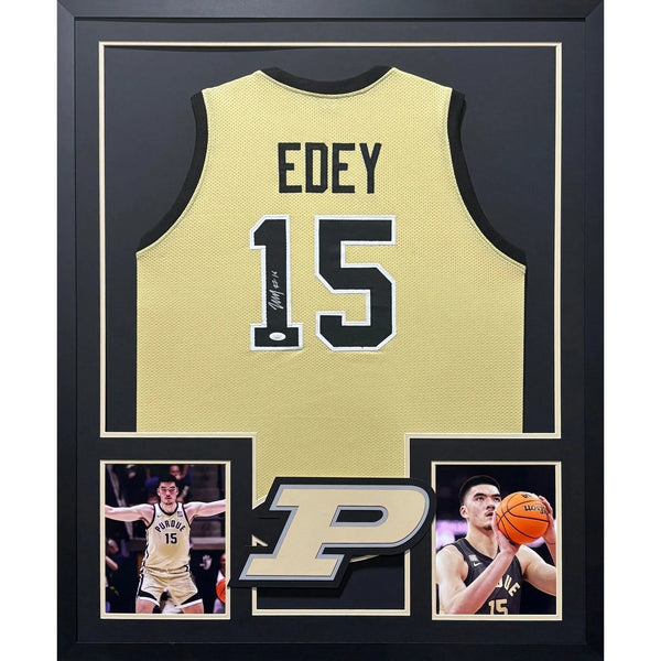 Zach Edey Autographed Signed Framed Purdue Yellow Jersey JSA