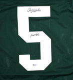 Paul Hornung Autographed Green Pro Style Jersey w/HOF - Beckett *Black