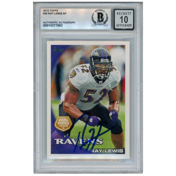 Ray Lewis Autographed/Signed 2010 Topps #25 Trading Card Beckett 52915