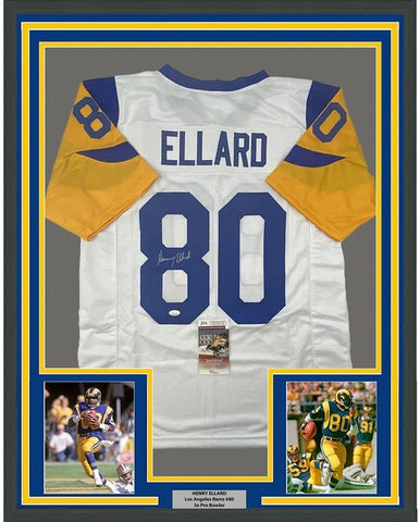 FRAMED Signed HENRY ELLARD 35x39 Los Angeles White Jersey JSA COA