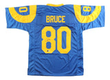 Isaac Bruce St. Louis Signed Throwback Blue Football Jersey BAS