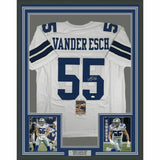 FRAMED Autographed/Signed LEIGHTON VANDER ESCH 33x42 Dallas White Jersey JSA COA
