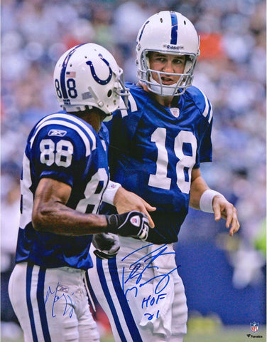 Peyton Manning & Marvin Harrison Colts Signed 16x20 Photo w/Hall of Fame Inscs