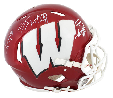 JJ TJ & Derek Watt Triple Signed Flash Full Size Speed Proline Helmet BAS Wit