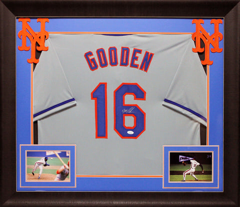 Doc Gooden Authentic Signed Grey Pro Style Framed Jersey Autographed JSA Witness