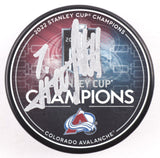 Nico Sturm Signed Avalanche 2022 Stanley Cup Champions Logo Puck (JSA COA)