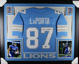 SAM LAPORTA (Lions blue SKYLINE) Signed Autographed Framed Jersey Beckett