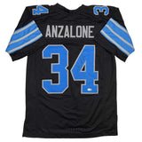 Autographed/Signed Alex Anzalone Detroit Black Football Jersey Beckett BAS COA