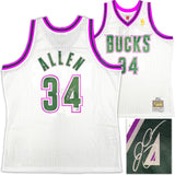 BUCKS RAY ALLEN AUTOGRAPHED AUTHENTIC M&N 96-97 ROOKIE JERSEY XL BECKETT 221294