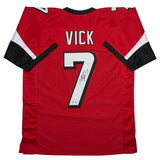 Autographed/Signed MICHAEL MIKE VICK Atlanta Red Jersey PSA/DNA COA