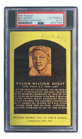 Bill Dickey Signed 4x6 New York Yankees HOF Plaque Card PSA/DNA 85027869