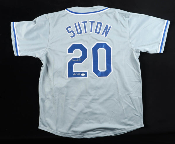 Don Sutton Signed Los Angeles Dodgers Road Jersey Inscribed "HOF 98" (JSA COA)