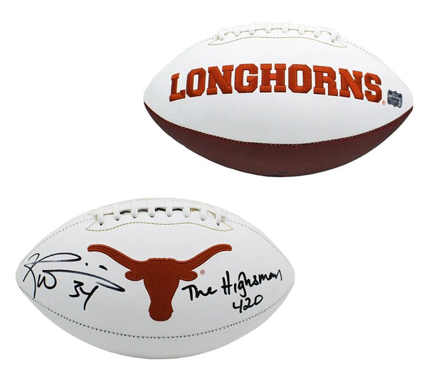 Ricky Williams Signed Texas Longhorns Embroidered White Football - "The Highsman