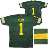 EDMONTON ESKIMOS WARREN MOON AUTOGRAPHED GREEN JERSEY "CHOF '01" PSA/DNA 212665